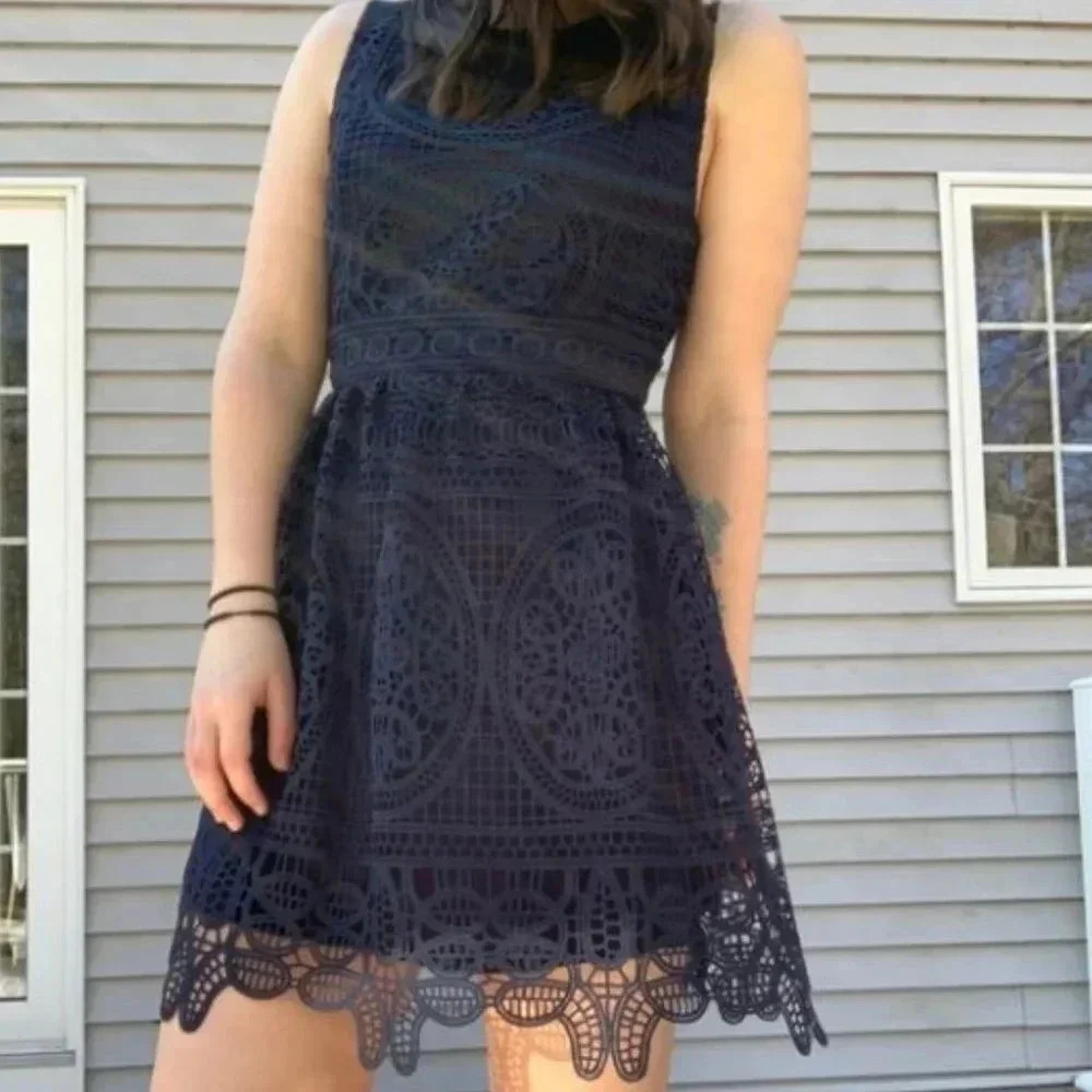 Miami Navy Blue Lace Dress‎